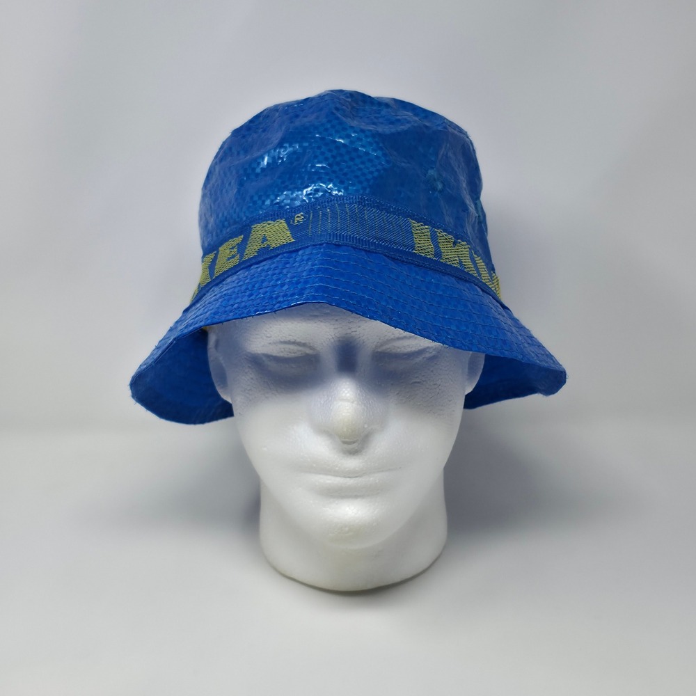 IKEA KNORVA Bucket Hat Unisex OS Blue Yellow Frakta Bag Material Summer Sun Cap